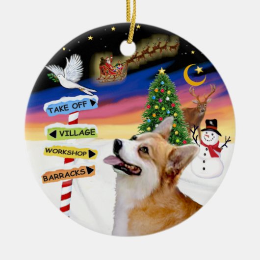 Kerstborden - Welsh Corgi (Pembroke) Keramisch Ornament (Voorkant)
