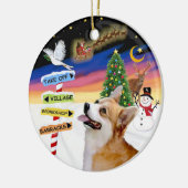 Kerstborden - Welsh Corgi (Pembroke) Keramisch Ornament (Links)