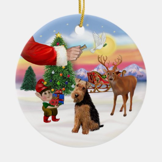 Kerstborden - Welsh Terrier Keramisch Ornament (Voorkant)