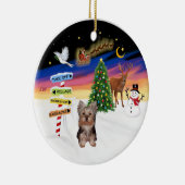 Kerstborden - Yorkshire Terrier pup Keramisch Ornament (Rechts)