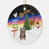Kerstborden - Yorkshire Terrier pup Keramisch Ornament (Links)