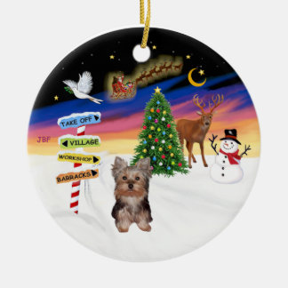Kerstborden - Yorkshire Terrier pup Keramisch Ornament