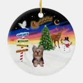 Kerstborden - Yorkshire Terrier puppy Keramisch Ornament (Achterkant)