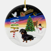 Kerstborden - Zwart-Tan Teckel #14 Keramisch Ornament (Achterkant)
