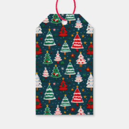 Kerstborduurwerk Bomen Festieve Feestdagen Cadeaulabel