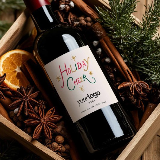 Kerstborrel Bedrijfs Wijnfles Etiket
