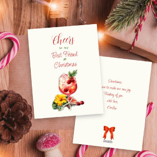 Kerstborrel Beste Vriendin Frambozen Cocktail Feestdagenkaart