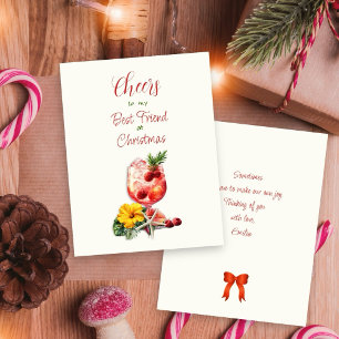 Kerstborrel Beste Vriendin Frambozen Cocktail Feestdagenkaart