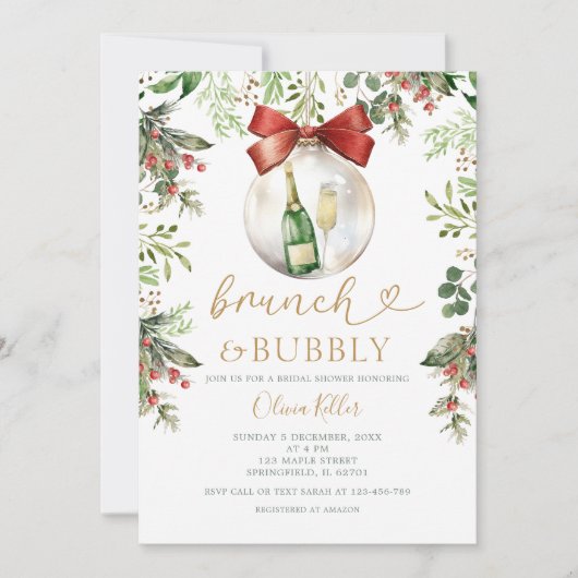 Kerstborrel & bubbels Kerst bruiloftsborrel  Kaart (Voorkant)