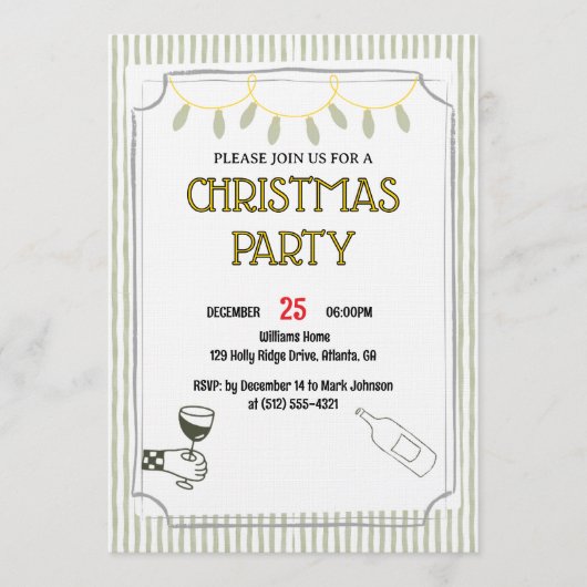 Kerstborrel /Feestelijke Kerstviering Kaart (Voorkant)