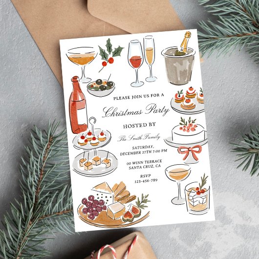 Kerstborrel & Hapjes Kerstfeest Kaart