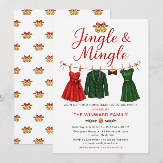 Kerstborrel met Jingle & Mingle Kaart (Voorkant / Achterkant)