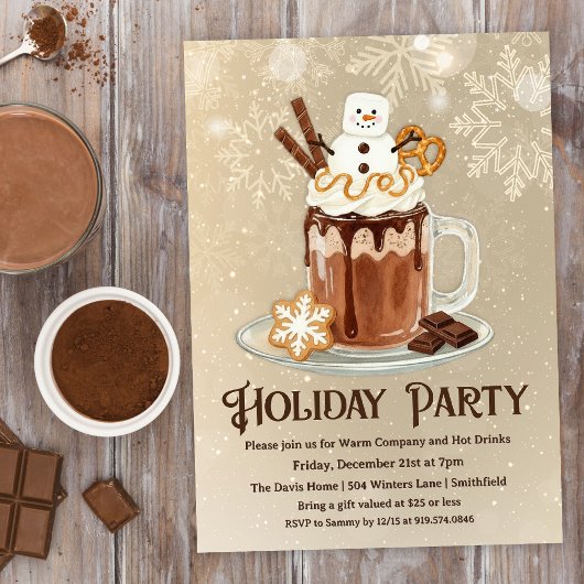 Kerstborrel met Sneeuwman Marshmallow Kaart