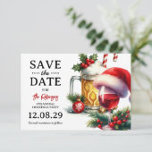 Kerstborrel Party Save the Date-ansichtkaart Aankondiging (Staand voorkant)