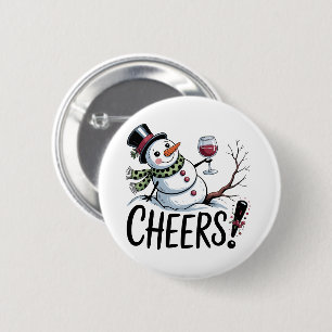 Kerstborrel Sneeuwman Keuken Wijn Keuken Ronde Button 5,7 Cm