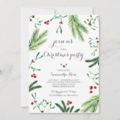 Kerstborrel Uitnodiging - Groene decoratie (Voorkant)