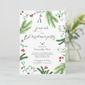 Kerstborrel Uitnodiging - Groene decoratie (Staand voorkant)
