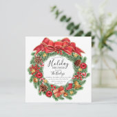 Kerstborrel Waterverf Bloemenkrans Kaart (Staand voorkant)