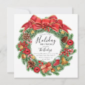 Kerstborrel Waterverf Bloemenkrans Kaart (Voorkant)