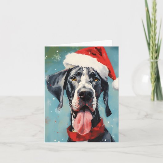 Kerstborstel-schilderkunst kunstwerk van een Dog v Kaart (Voorkant)