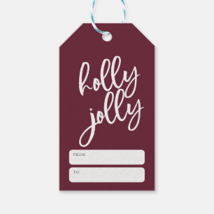 Kerstborstel Schrift Diep Rood Kerstfeest Cadeaulabel