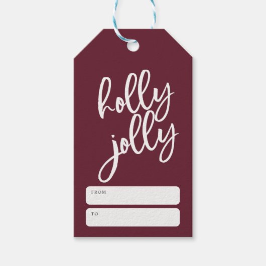 Kerstborstel Schrift Diep Rood Kerstfeest Cadeaulabel (Voorkant)