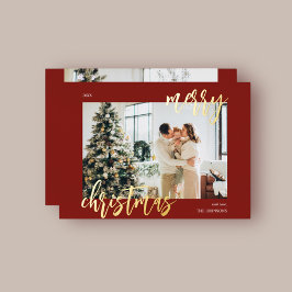 Kerstborstel Schrift Foto Rood Folie Feestdagenkaart