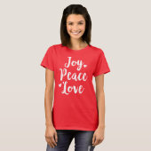 Kerstborstel Schrift met Vreugde Vrede Liefde T-shirt (Voorkant volledig)