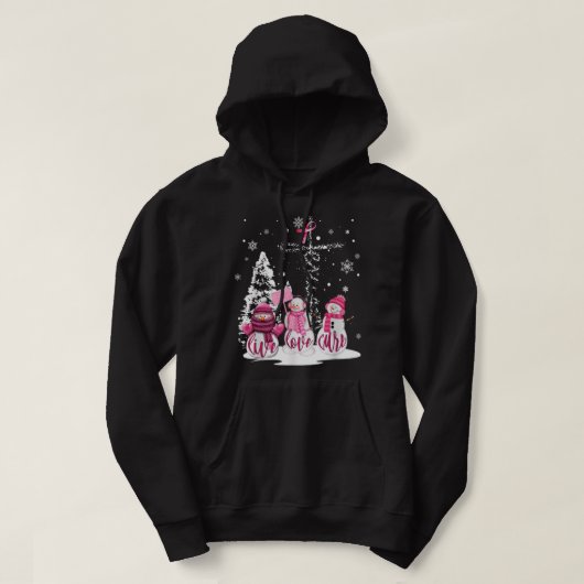 Kerstborstkanker Live Love Cure Snowman Chr Hoodie (Design voorkant)