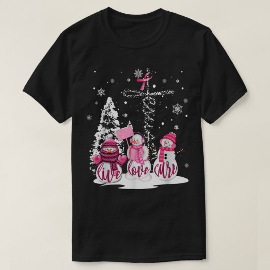 Kerstborstkanker Live Love Cure Snowman Chr T-shirt (Design voorkant)