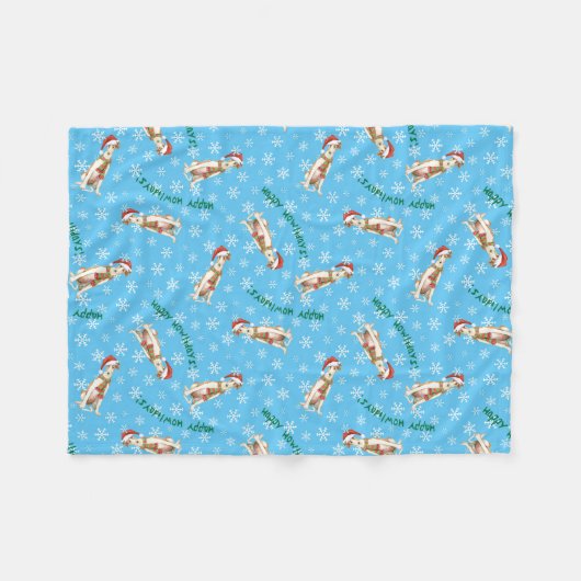 kerstBorzoi Fleece Blanket (Voorkant (Horizontaal))