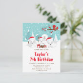 Kerstbos Arctic Fox Birthday Party Briefkaart (Staand voorkant)