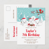 Kerstbos Arctic Fox Birthday Party Briefkaart (Voorkant / Achterkant)