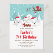 Kerstbos Arctic Fox Birthday Party Briefkaart (Voorkant)