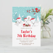 Kerstbos Arctic Fox Birthday Party Kaart (Staand voorkant)