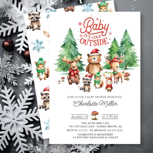 Kerstbos Baby shower van dieren Kaart