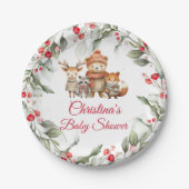 Kerstbos Baby shower van dieren Papieren Bordje (Voorkant)