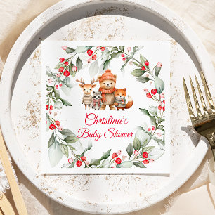 Kerstbos Baby shower van dieren Servet