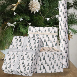 Kerstbos Boom Patroon Modern Cadeaupapier