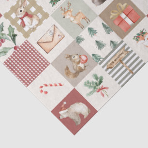 Kerstbos bosdieren quilt neutraal tissuepapier