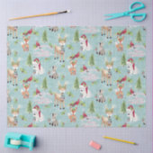 kerstbos Deer Beer Animals Dusta Blue Tissuepapier (Craft)