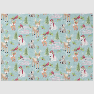 kerstbos Deer Beer Animals Dusta Blue Tissuepapier