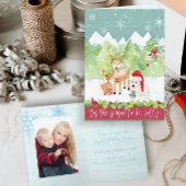 kerstbos Deer Fox Beer Cardinale foto Feestdagen Kaart