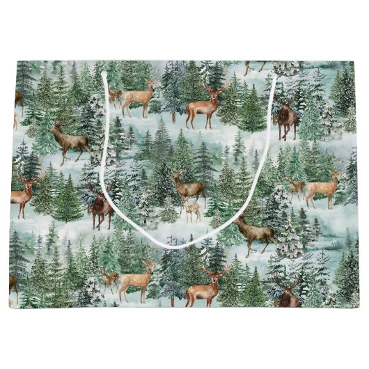 Kerstbos Deer Holiday Groot Cadeauzakje (Voorkant)