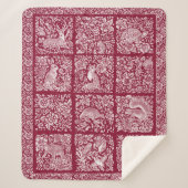 Kerstbos Dierlijk Burgundy Deer Fox Rabbit Sherpa Deken (Voorkant)