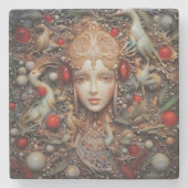 Kerstbos Fairy Spaans Terracotta No 2 Stenen Onderzetter (Voorkant)