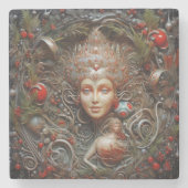 Kerstbos Fairy Spaans Terracotta No 3 Stenen Onderzetter (Voorkant)