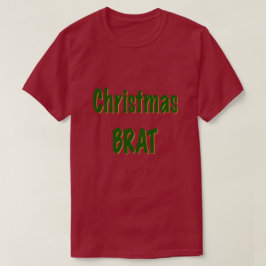Kerstbos groen goud vleermuis op rood t-shirt