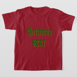 Kerstbos groen goud vleermuis op rood t-shirt