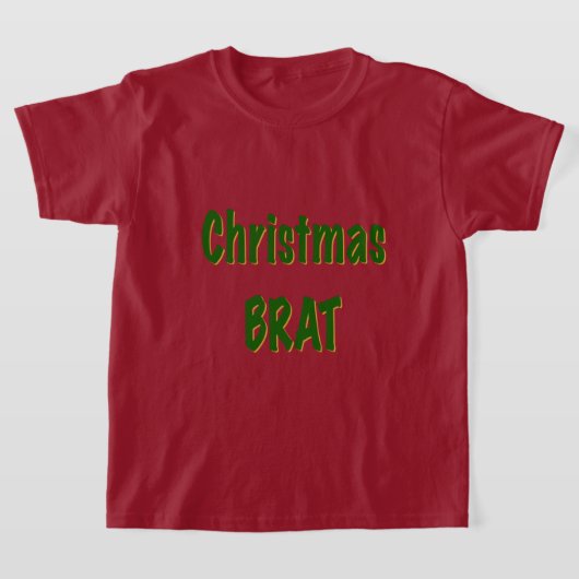 Kerstbos groen goud vleermuis op rood t-shirt (Laagn)